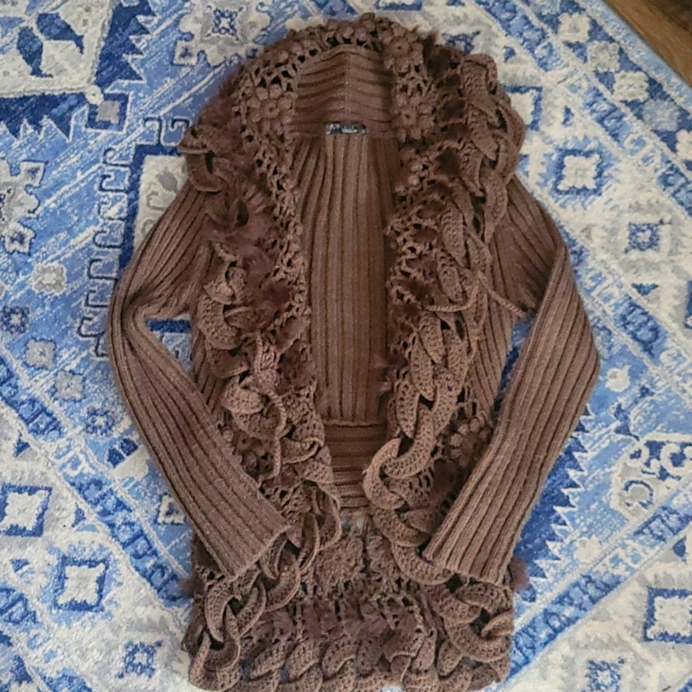 Brown wool boho sweater